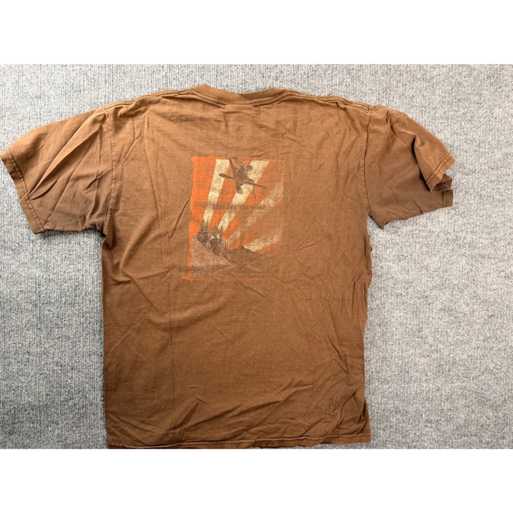 Huge Sportswear Mammoth Mountain Ski Graphic T-Shirt Mens L Brown Distressed Y2K